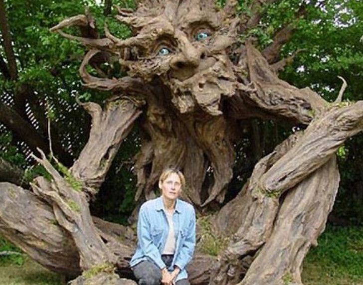 国外一名女子野外探险,却意外发现人形大树
