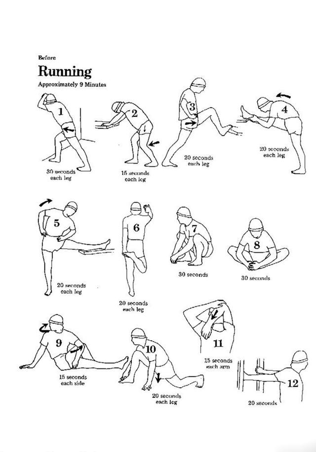 夜跑开始前热身拉伸10分钟左右.