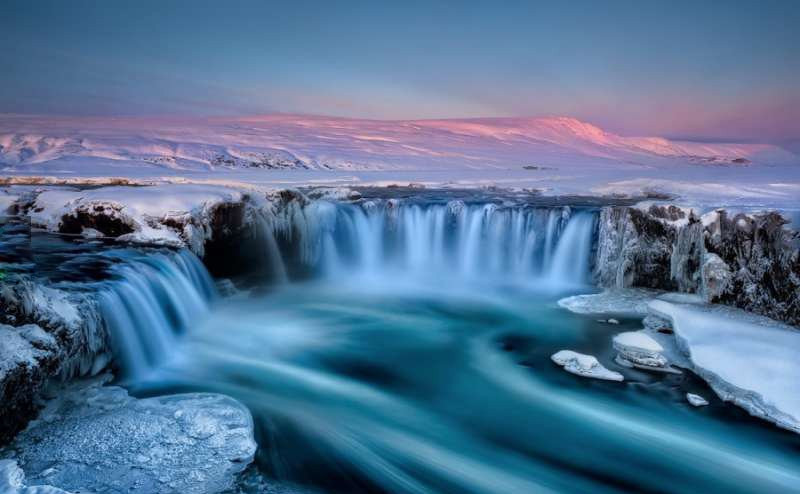 景点9:冰岛的众神瀑布,如仙境般的地方,天气极其寒冷,人烟稀少.