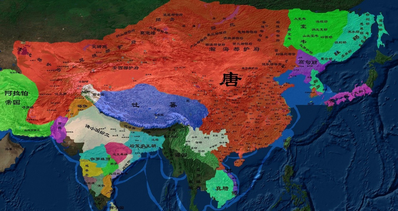 全盛期的唐朝地图