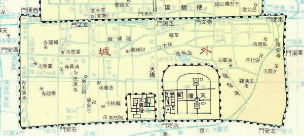 清朝时北京分皇城,内城,外城,汉人只能住在九门以外